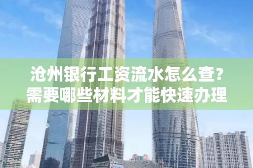 沧州银行工资流水怎么查？需要哪些材料才能快速办理？